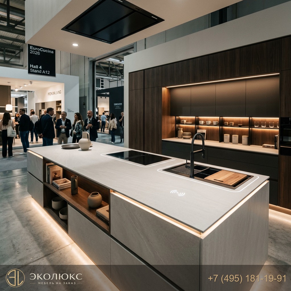 EuroCucina 2026: что нового в кухонных технологиях — столешницы, мойки, подсветка, вентиляция