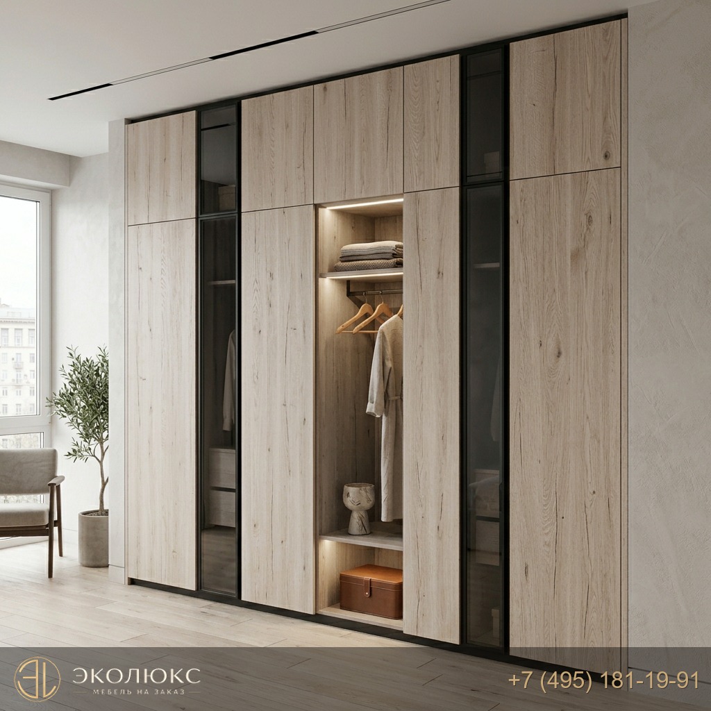 Шкаф-гардероб до потолка Дуб Галифакс белый (арт. H1176 ST37), Egger