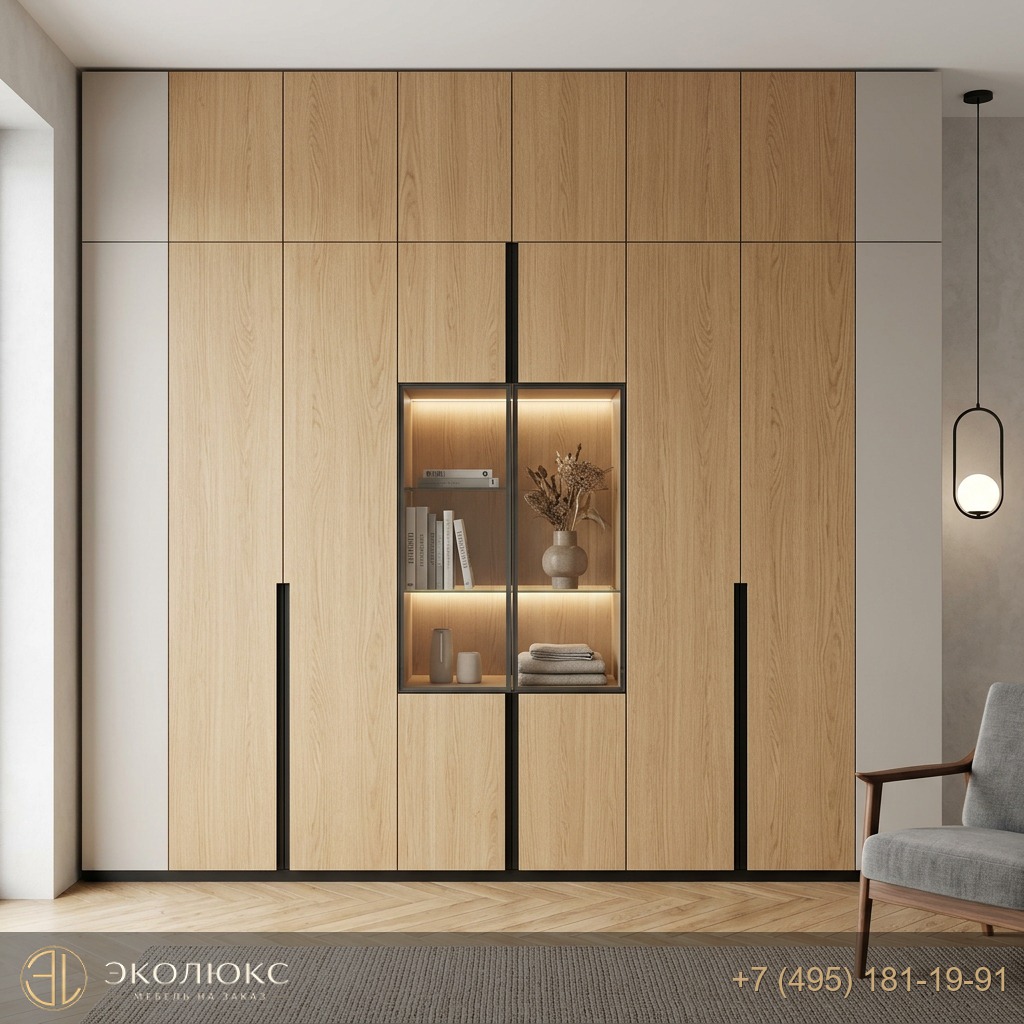 Шкаф до потолка Дуб Каселла натуральный (арт. H1385 ST40), Egger