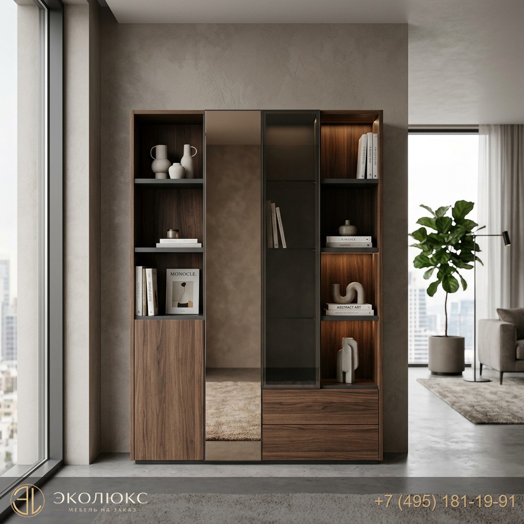 Стеллаж с витриной и зеркалом Modern