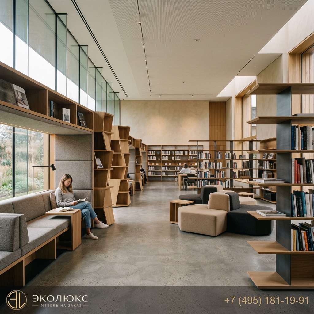 Современная библиотека для Open Space на заказ